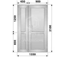 Алюминиевая входная полуторная глухая дверь 1350x2100 в Москве заказать по ценам производителя с установкой «Лучшие окна»